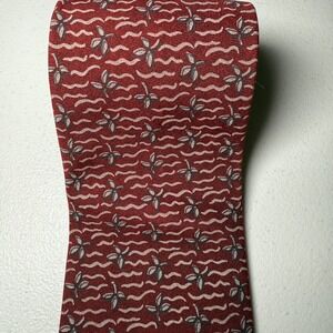 Vintage Giorgio Armani‎ Neck Tie Italy Deep Red Textured Geometric Island Waves